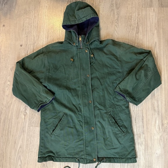 AJ SportVintage Green‎ Blue Reversible Field Barn Jacket Size Medium Cotton